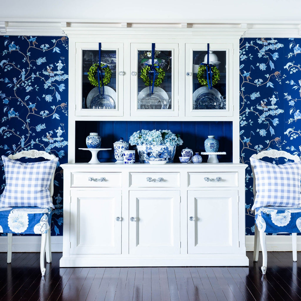 Gingham Check Small Cushion - Blues - Hydrangea Lane Home