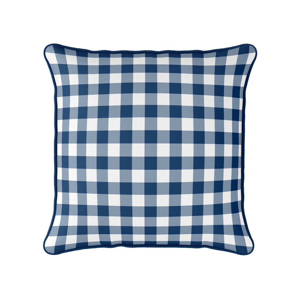 Gingham Check Small Cushion - Blues - Hydrangea Lane Home