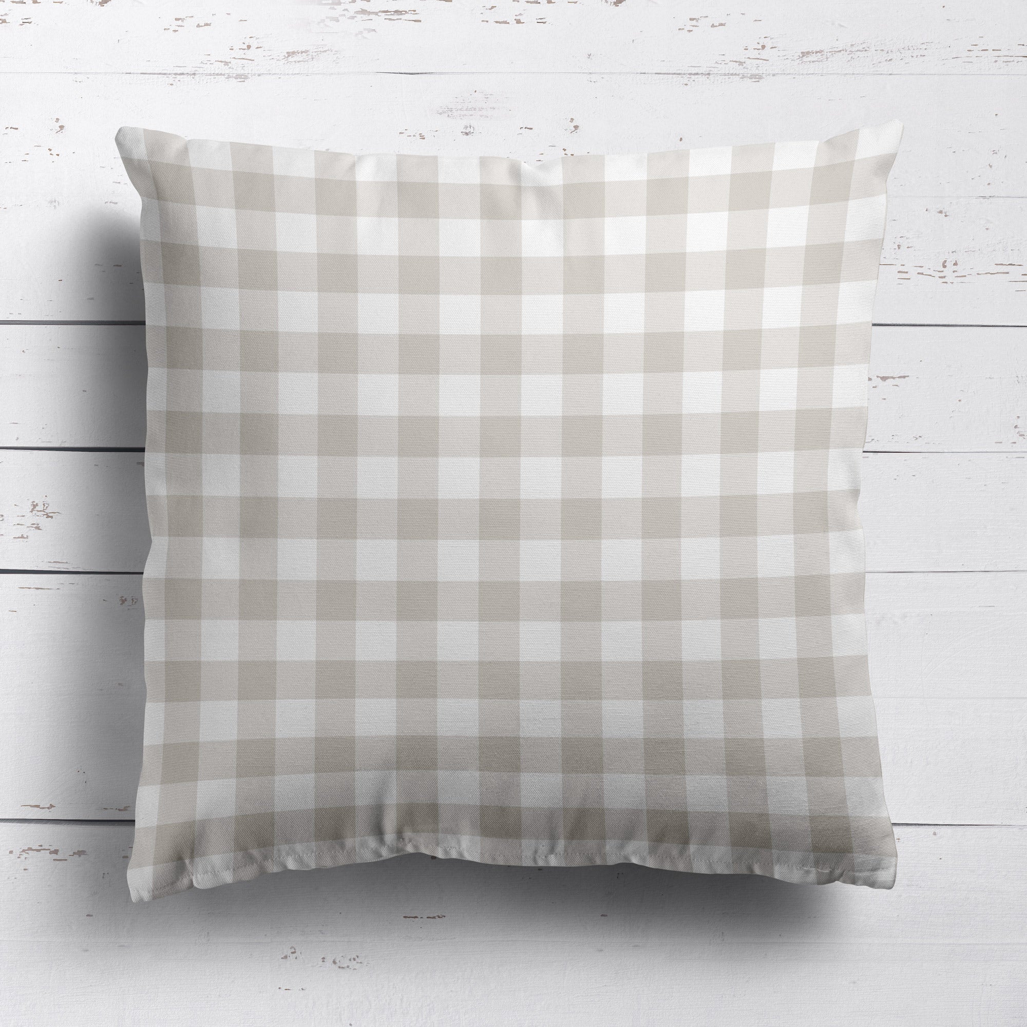Gingham Check Small Cushion - Neutrals - Hydrangea Lane Home