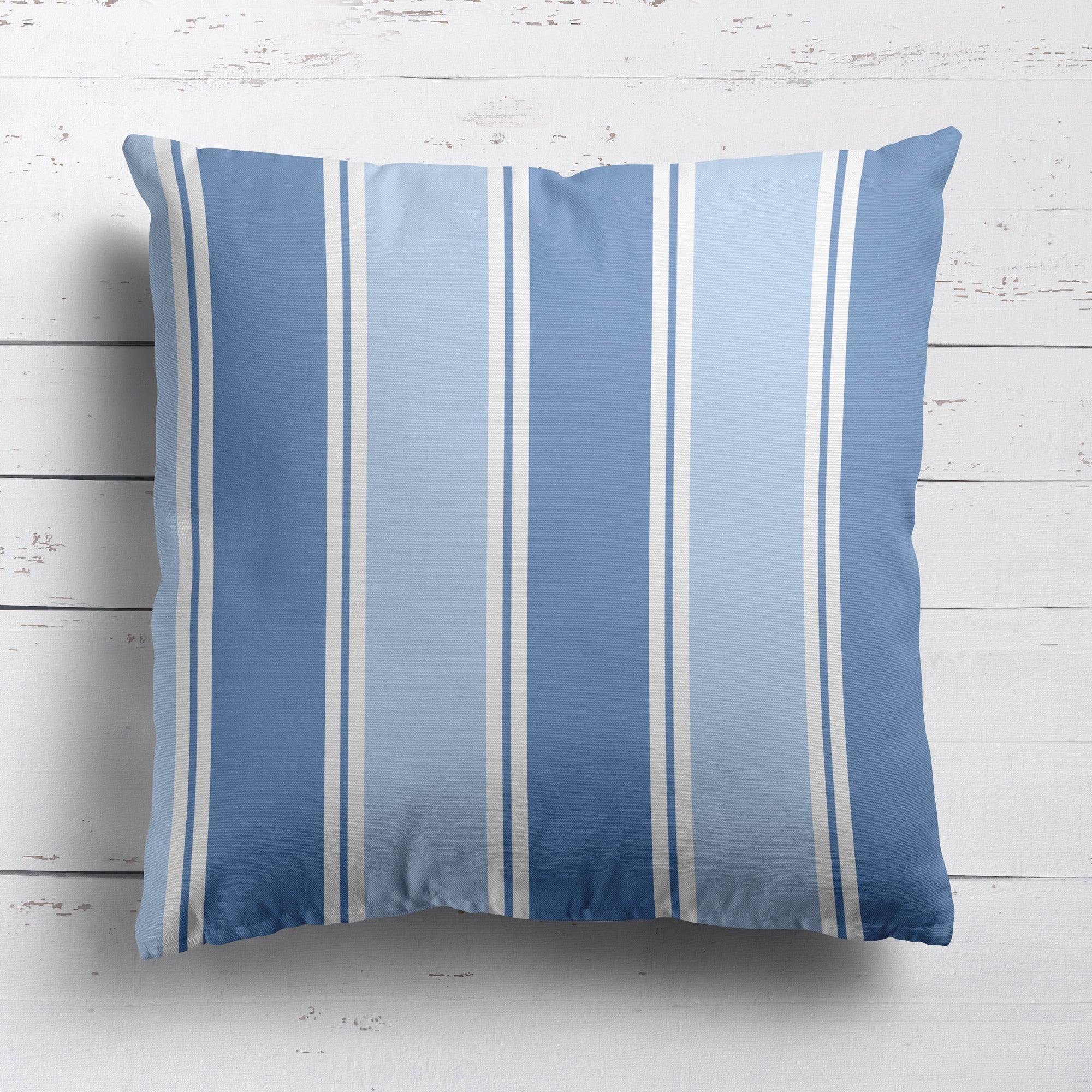 Grande Stripe Cushion- Blues and Neutrals - Hydrangea Lane Home
