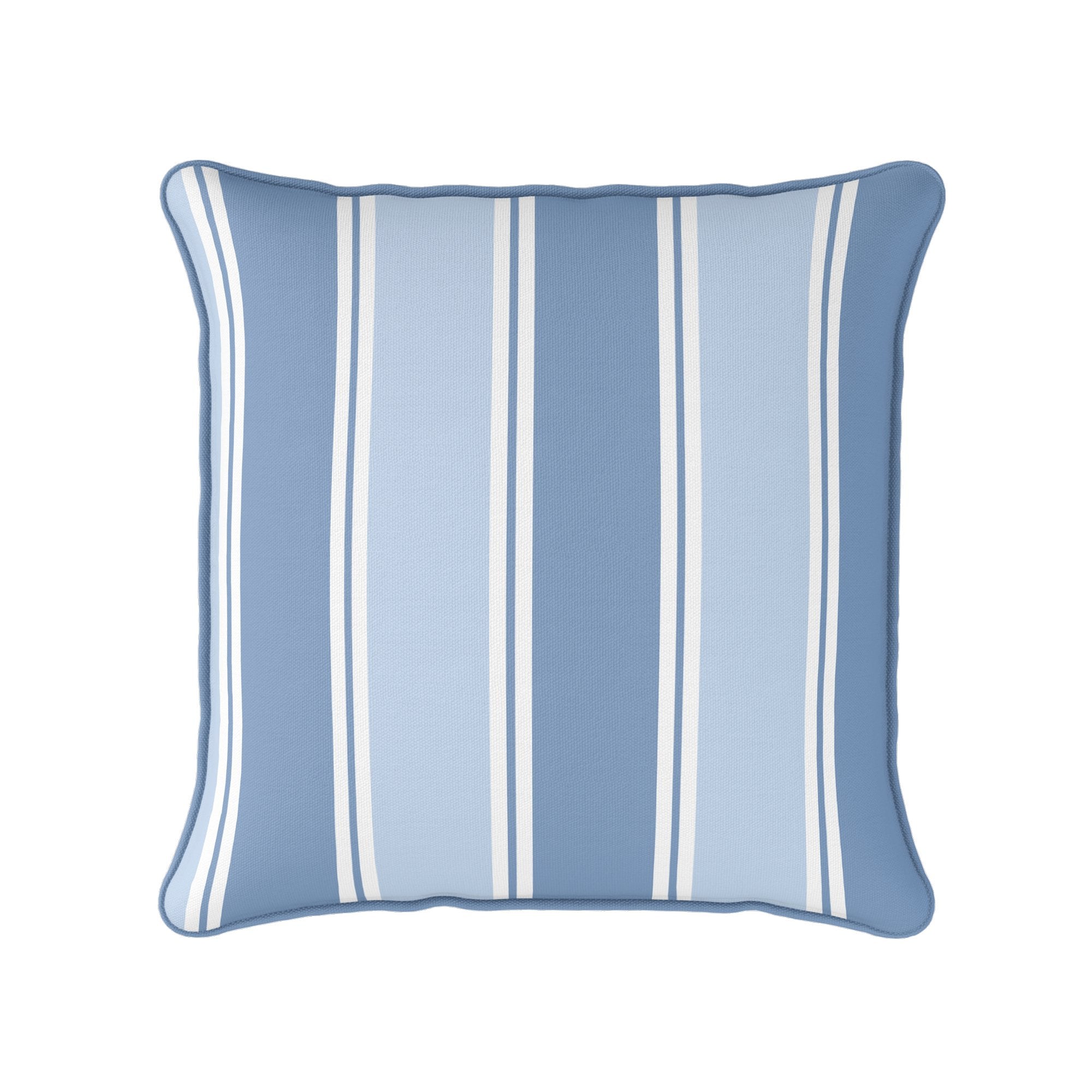 Grande Stripe Cushion- Blues and Neutrals - Hydrangea Lane Home