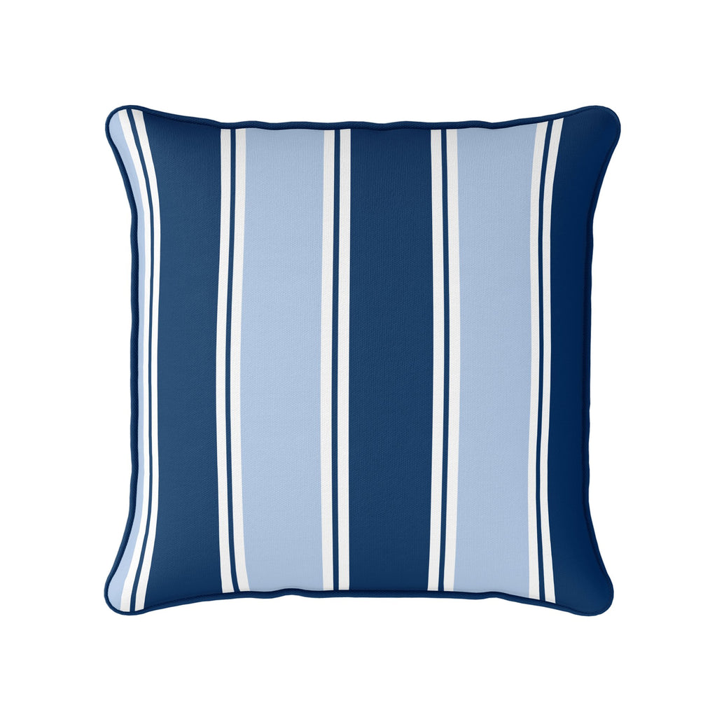 Grande Stripe Cushion- Blues and Neutrals - Hydrangea Lane Home