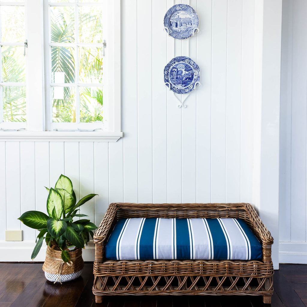 Grande Stripe Fabric - Navy-Cornflower - Hydrangea Lane Home