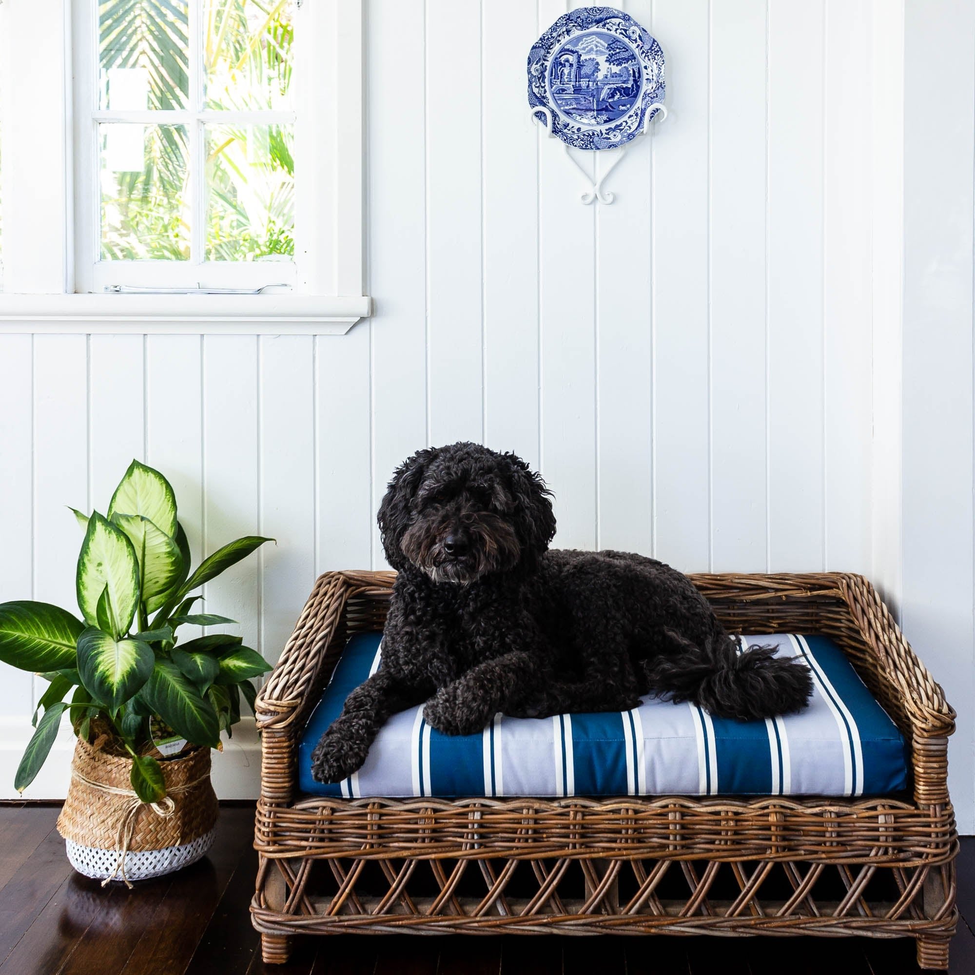 Grande Stripe Fabric - Navy-Cornflower - Hydrangea Lane Home