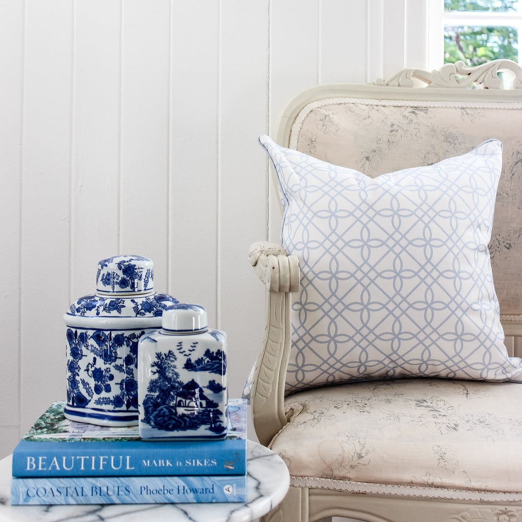 Greek Gate Cushion - Blues - Hydrangea Lane Home