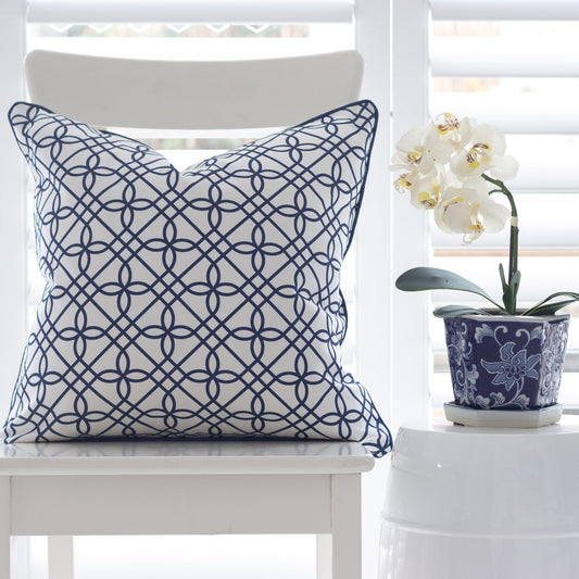 Greek Gate Cushion - Blues - Hydrangea Lane Home