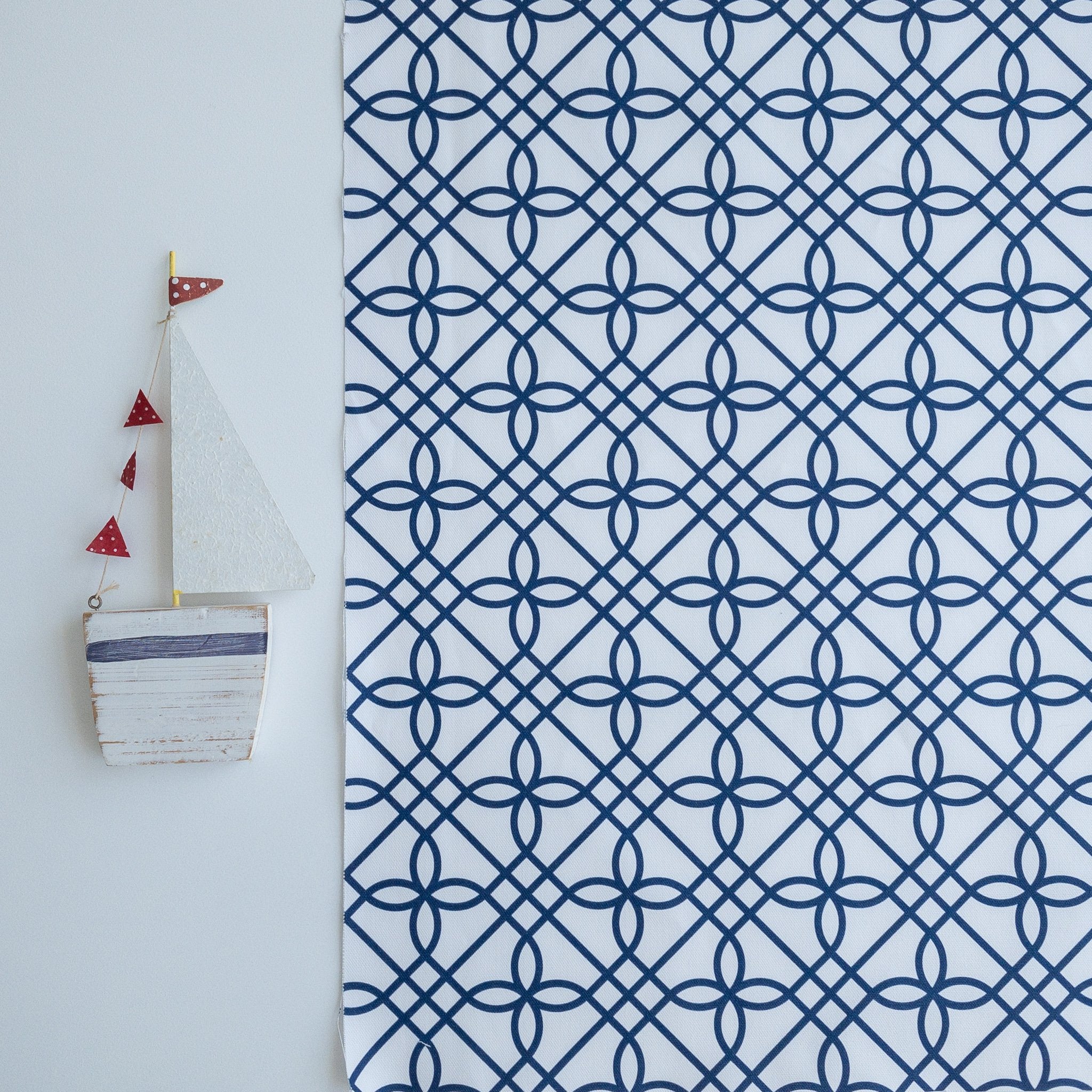 Greek Gate Fabric - Navy - Hydrangea Lane Home