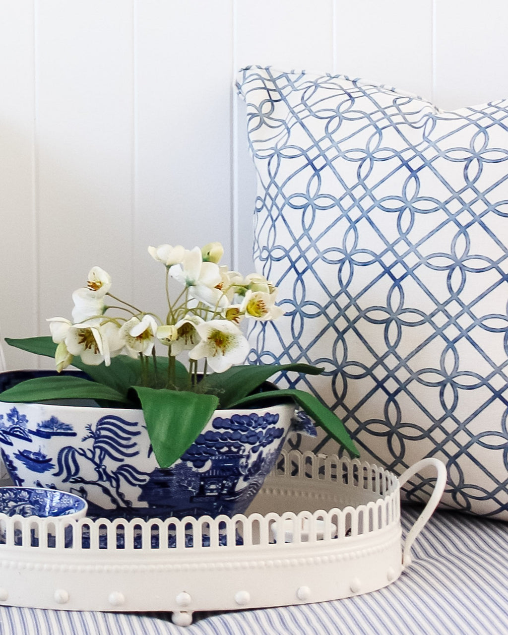 Greek Gate Rustic Cushion - Blue - Hydrangea Lane Home