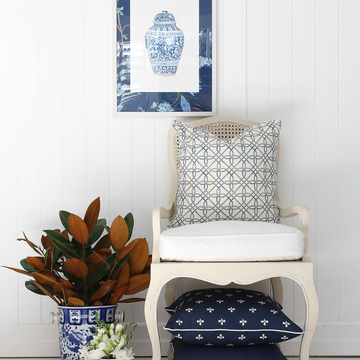 Greek Gate Rustic Cushion - Blue - Hydrangea Lane Home