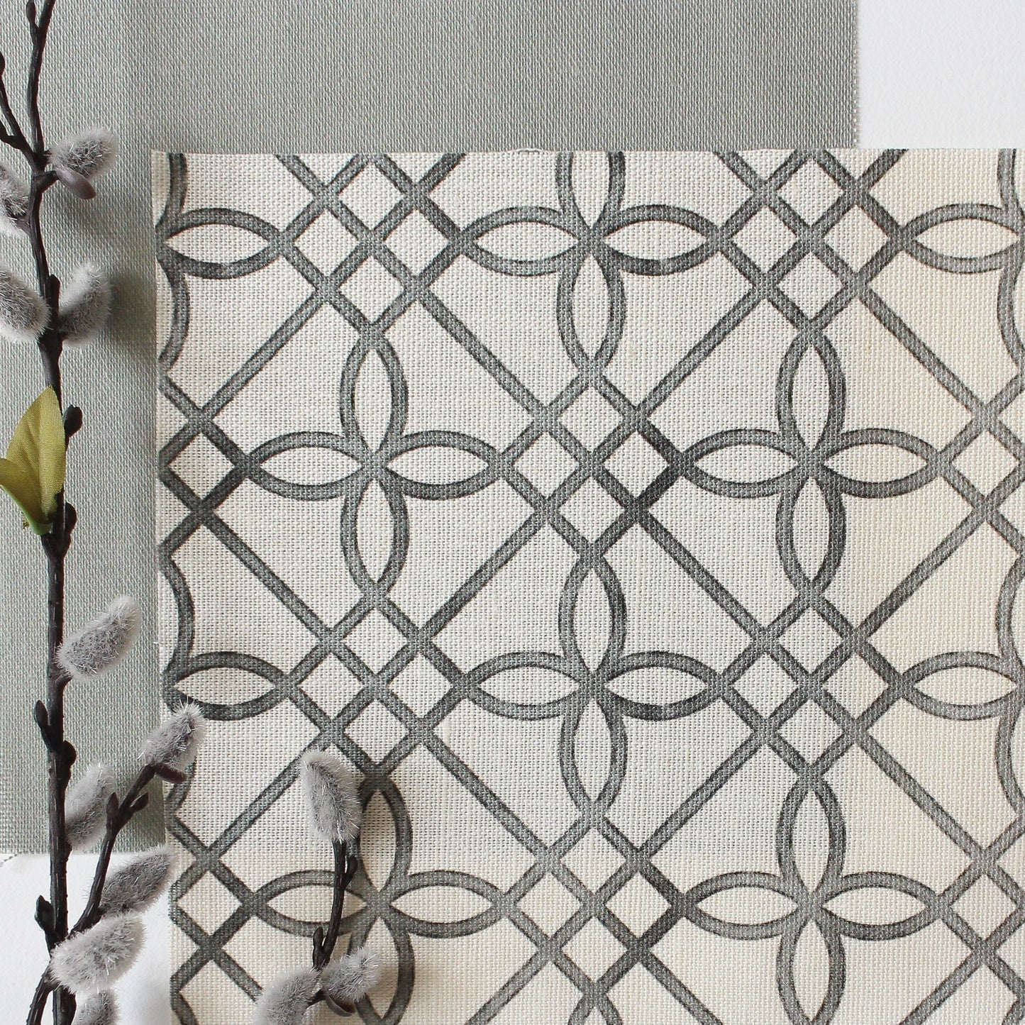 Greek Gate Rustic Fabric - Greys - Hydrangea Lane Home