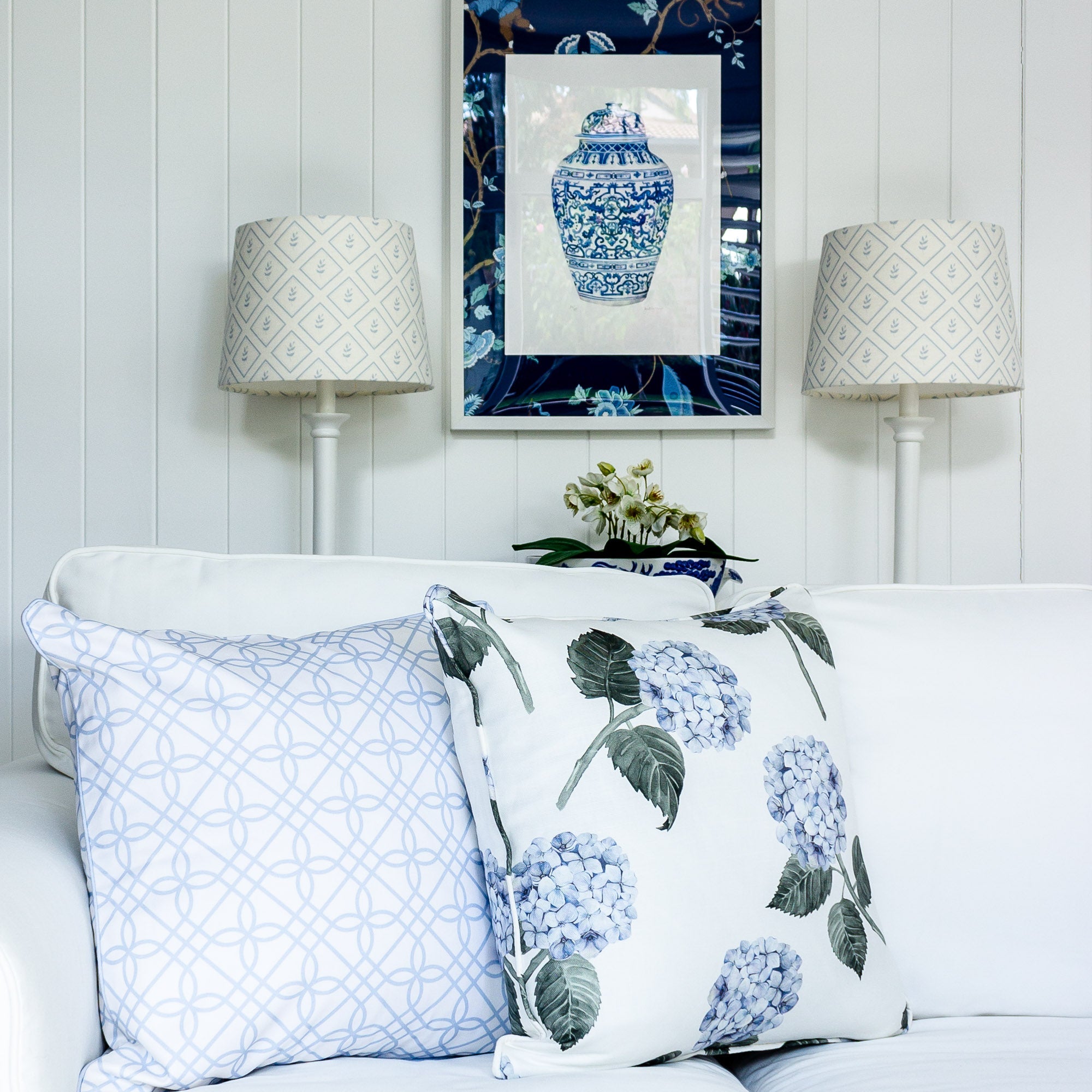Hydrangea Bloom Blue Cushion - Hydrangea Lane Home