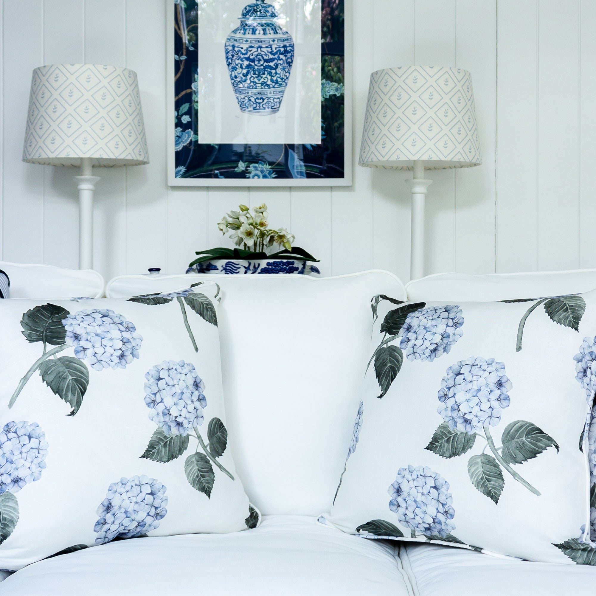 Hydrangea Bloom Blue Cushion - Hydrangea Lane Home