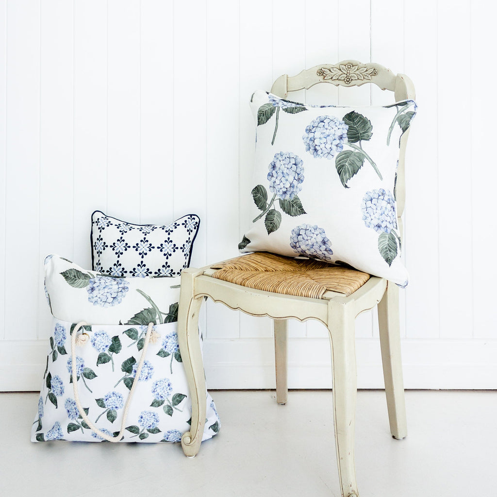 Hydrangea Bloom Blue Cushion - Hydrangea Lane Home