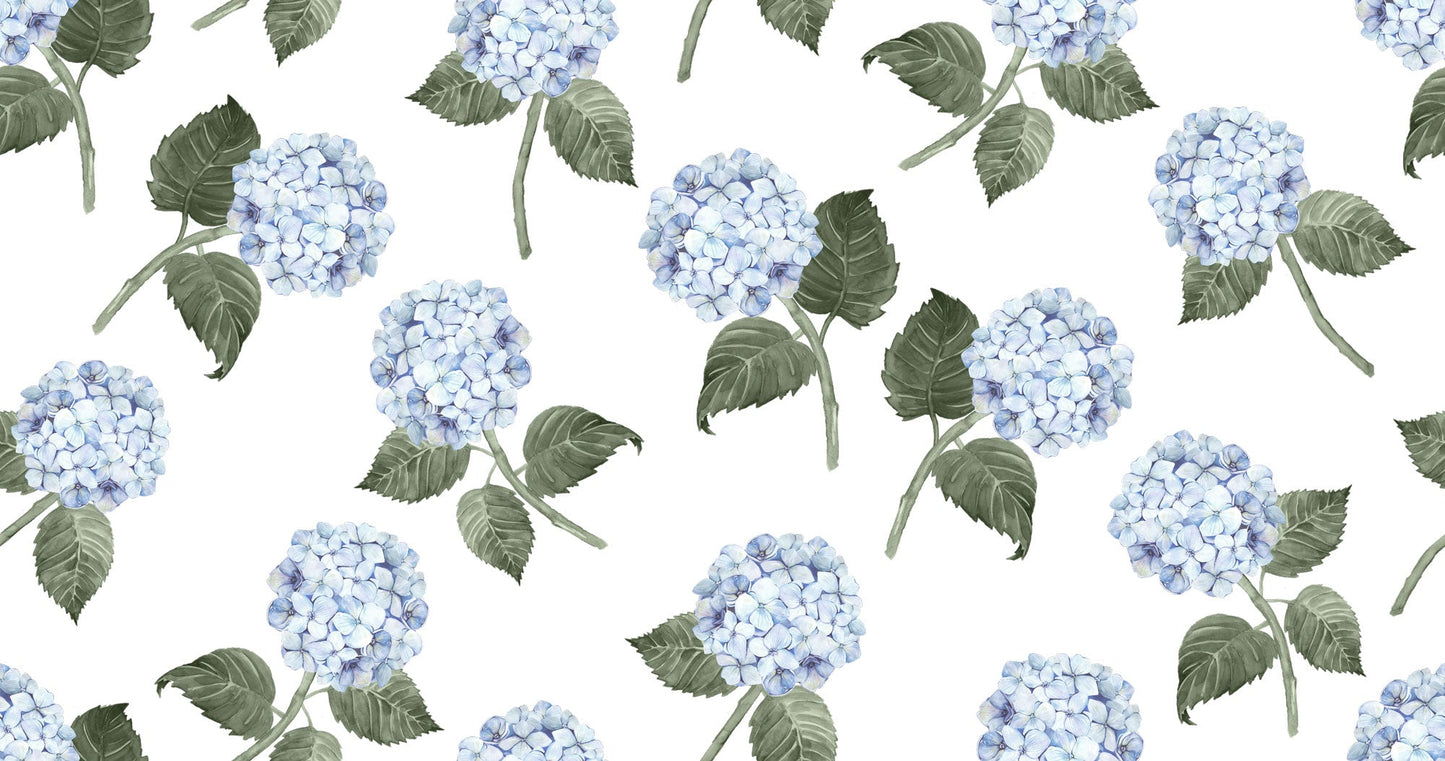 Hydrangea Bloom Blue Fabric on White - Hydrangea Lane Home