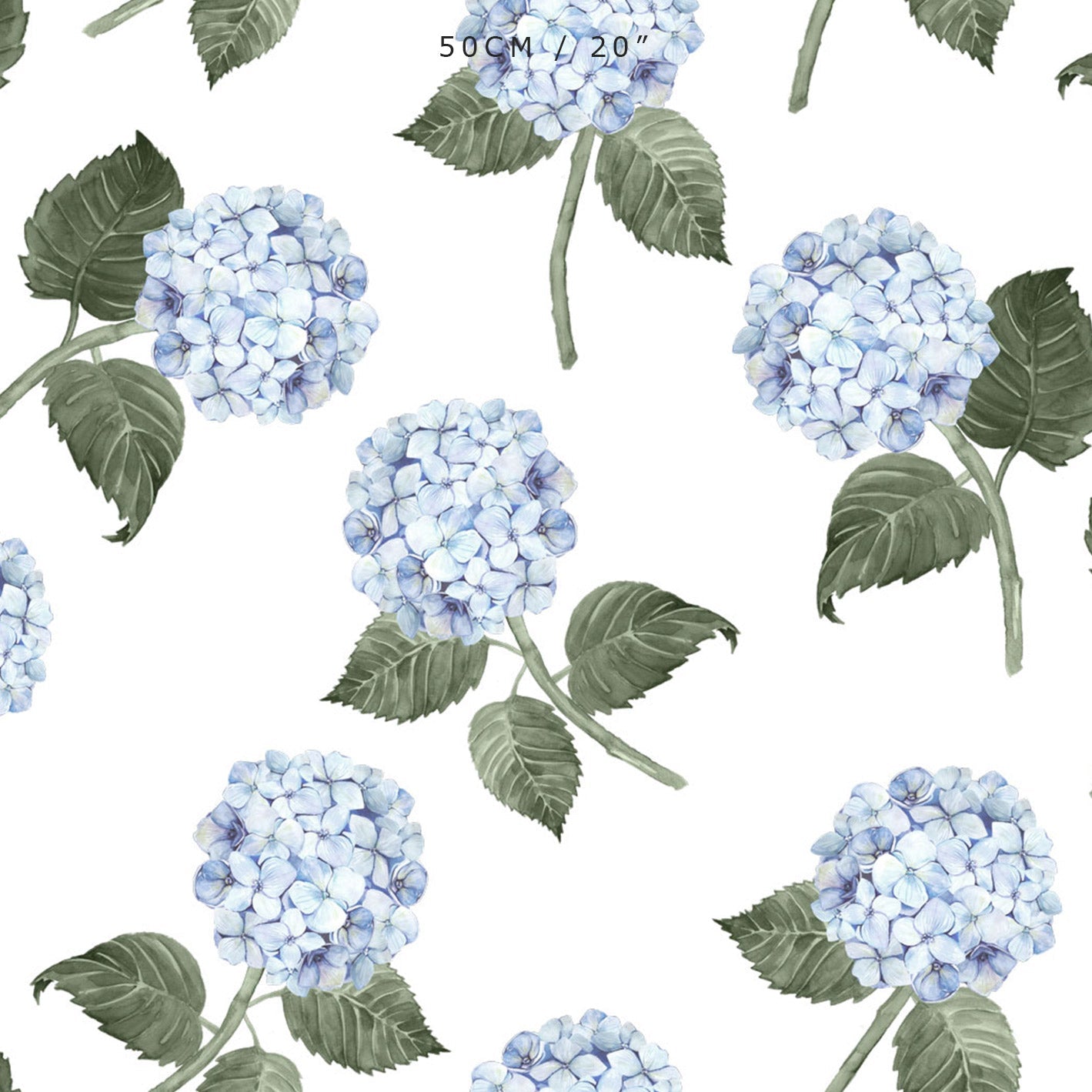 Hydrangea Bloom Blue Fabric on White - Hydrangea Lane Home