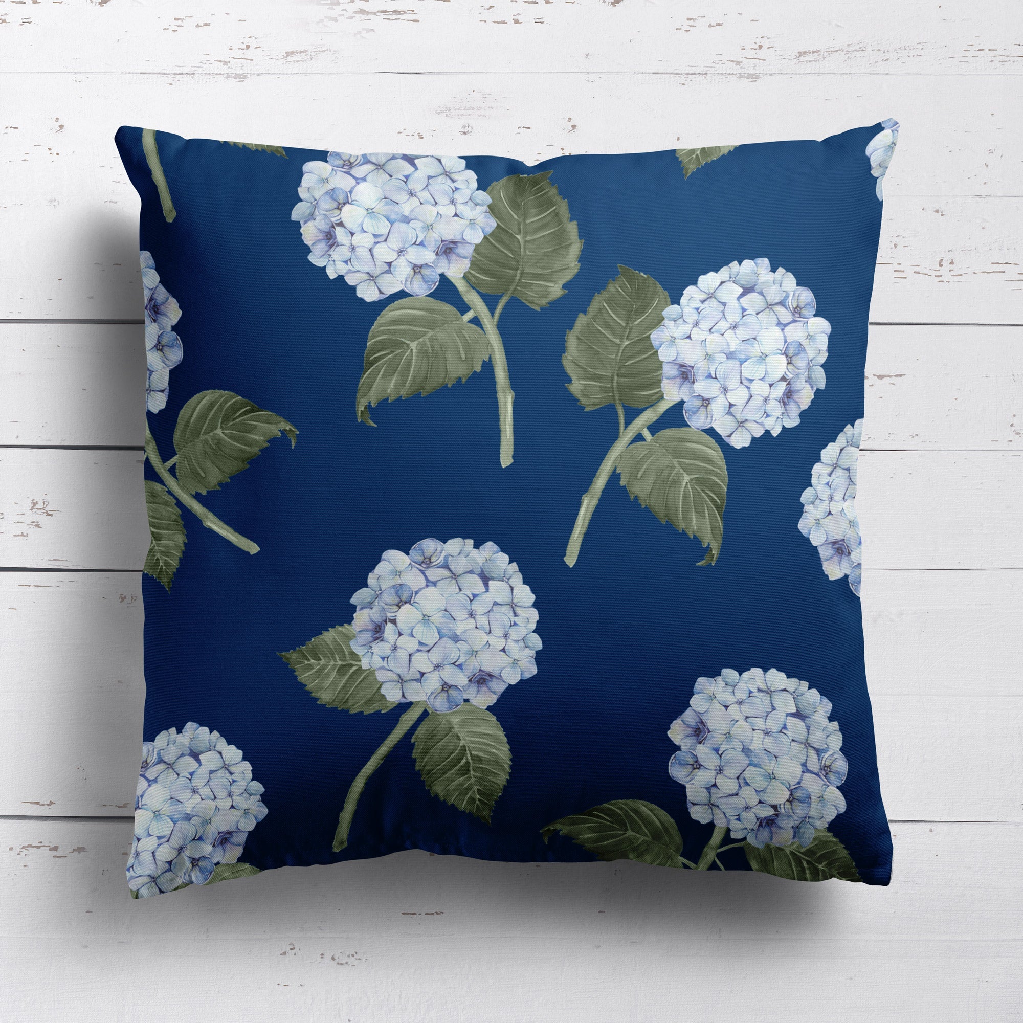 Hydrangea Bloom Navy Cushion - Hydrangea Lane Home