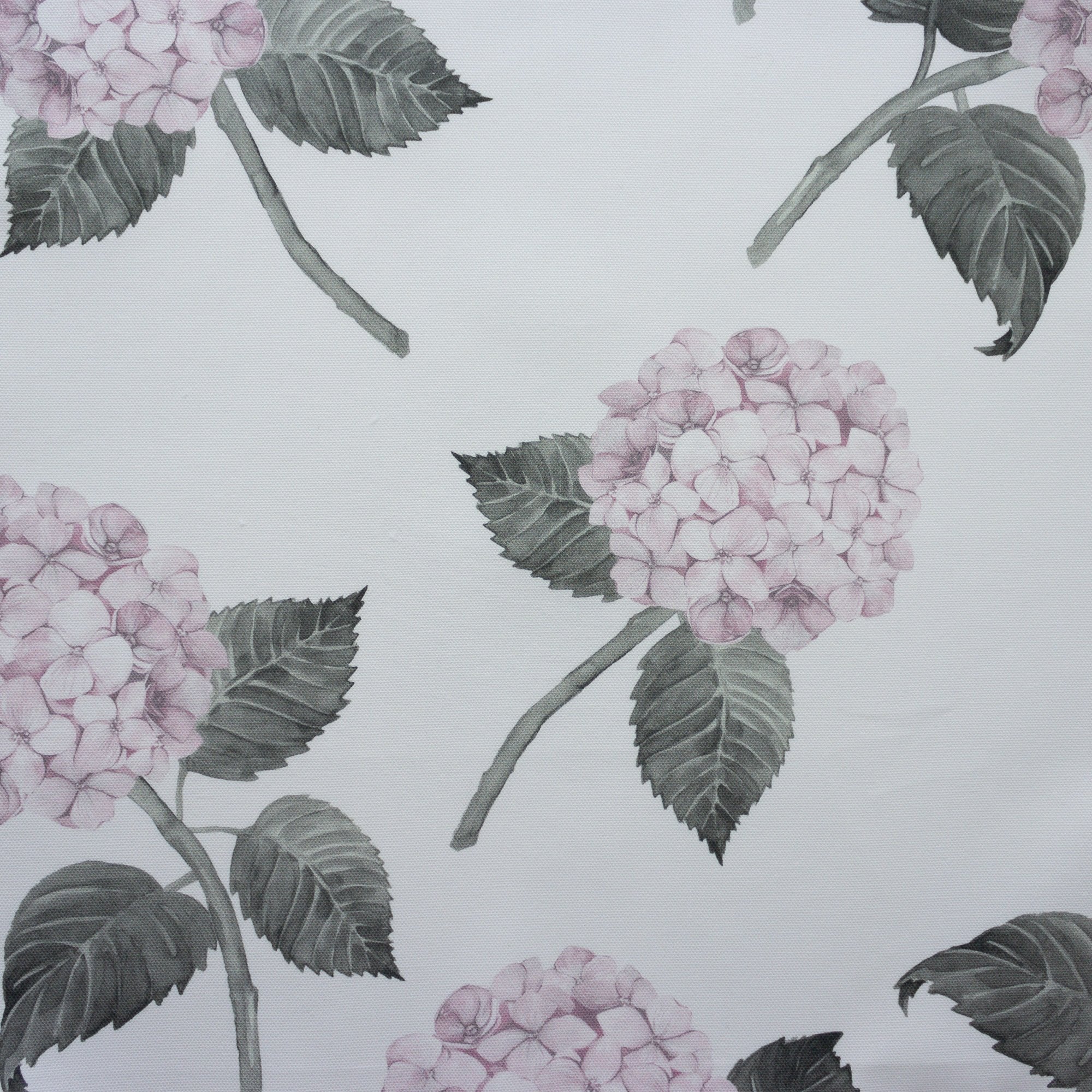 Hydrangea Bloom Pink Fabric on White - Hydrangea Lane Home