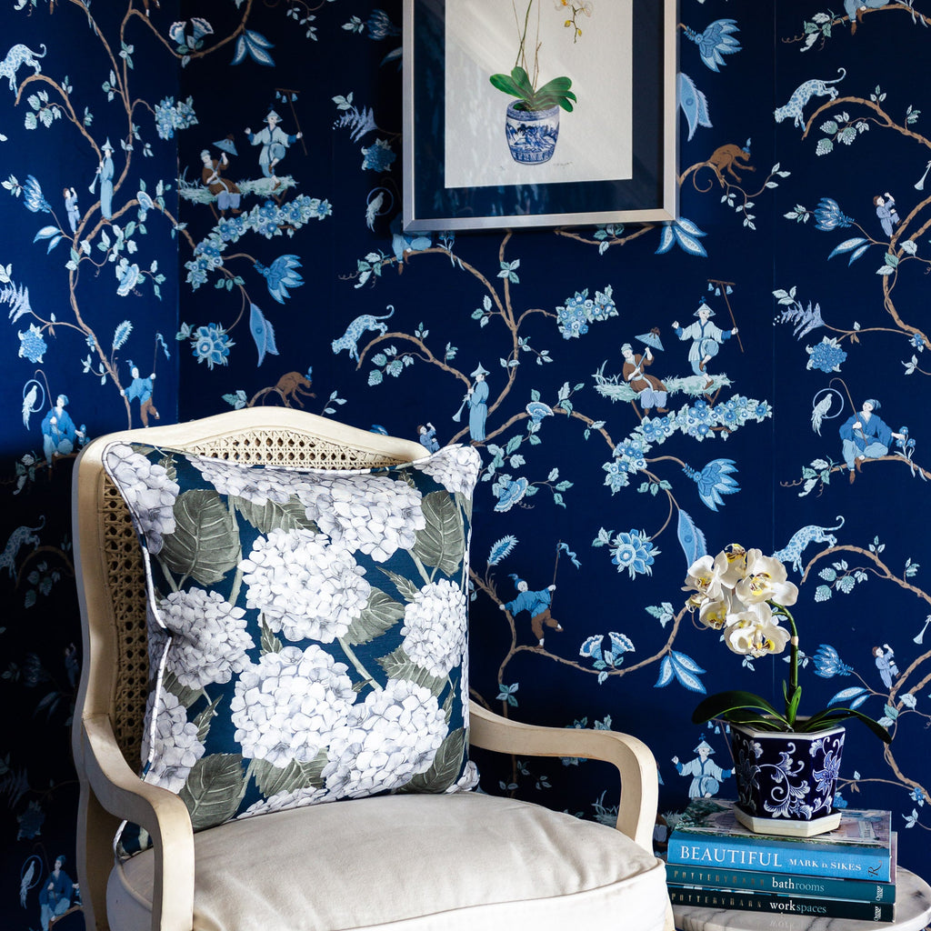 Hydrangea Garden Cushion - Navy - Hydrangea Lane Home