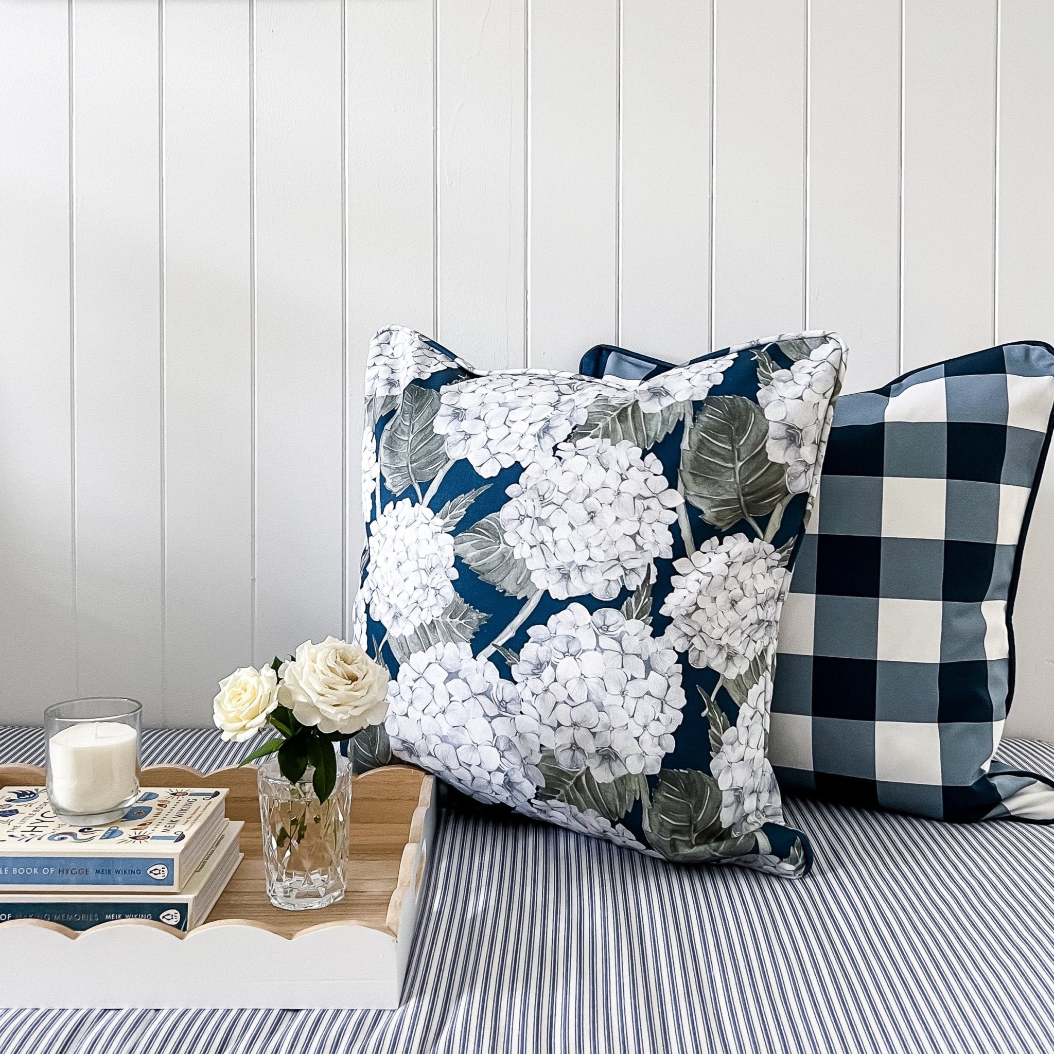 Hydrangea Garden Cushion - Navy - Hydrangea Lane Home