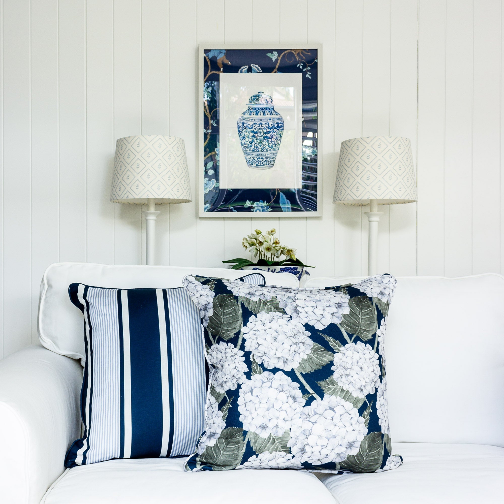 Hydrangea Garden Cushion - Navy - Hydrangea Lane Home