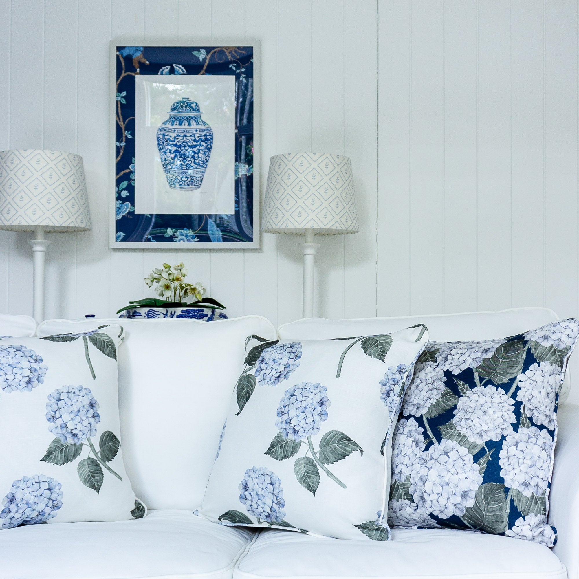 Hydrangea Garden Cushion - Navy - Hydrangea Lane Home