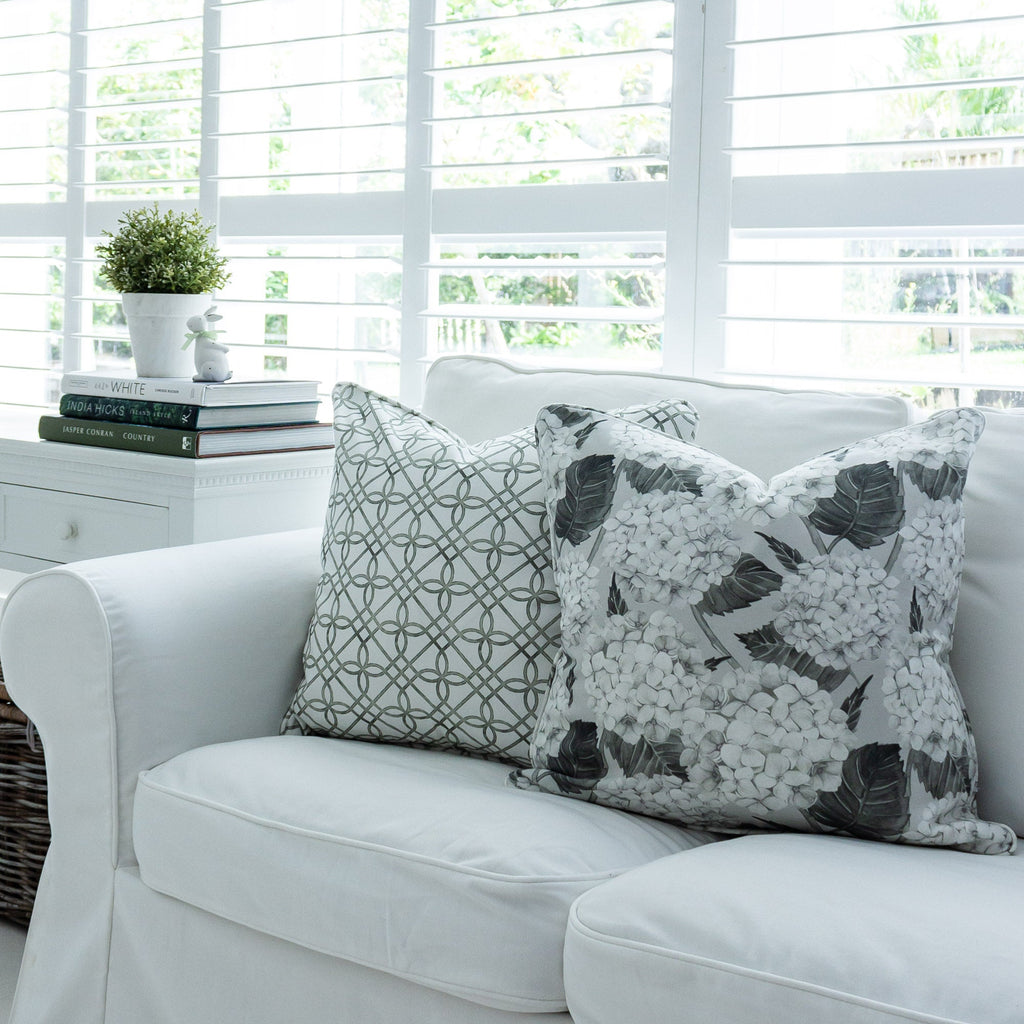 Hydrangea Garden Cushion - White - Hydrangea Lane Home