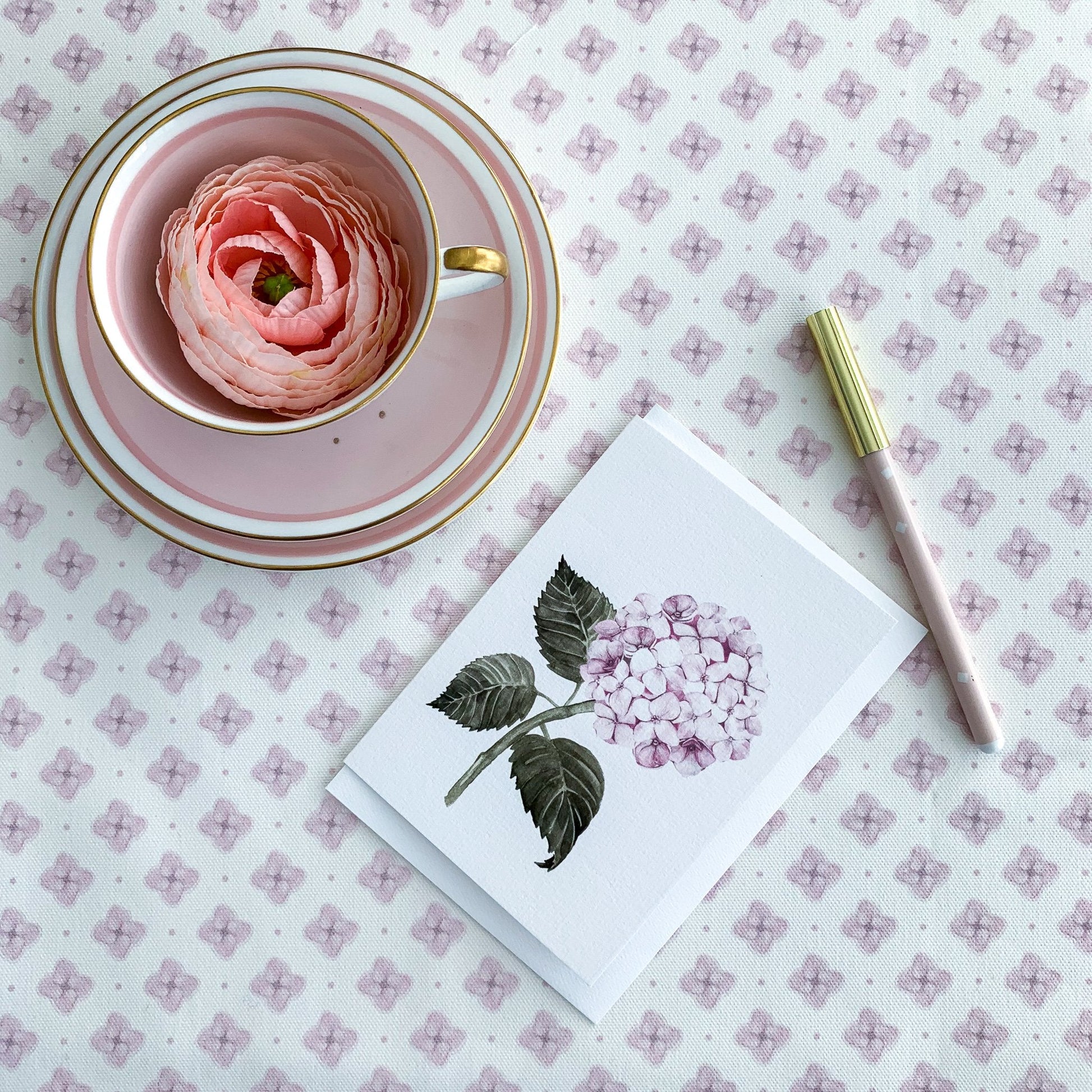 Hydrangea Pink Greeting Card - Hydrangea Lane Home