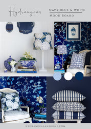 Hydrangeas Navy Blue Moodboard - Hydrangea Lane Home