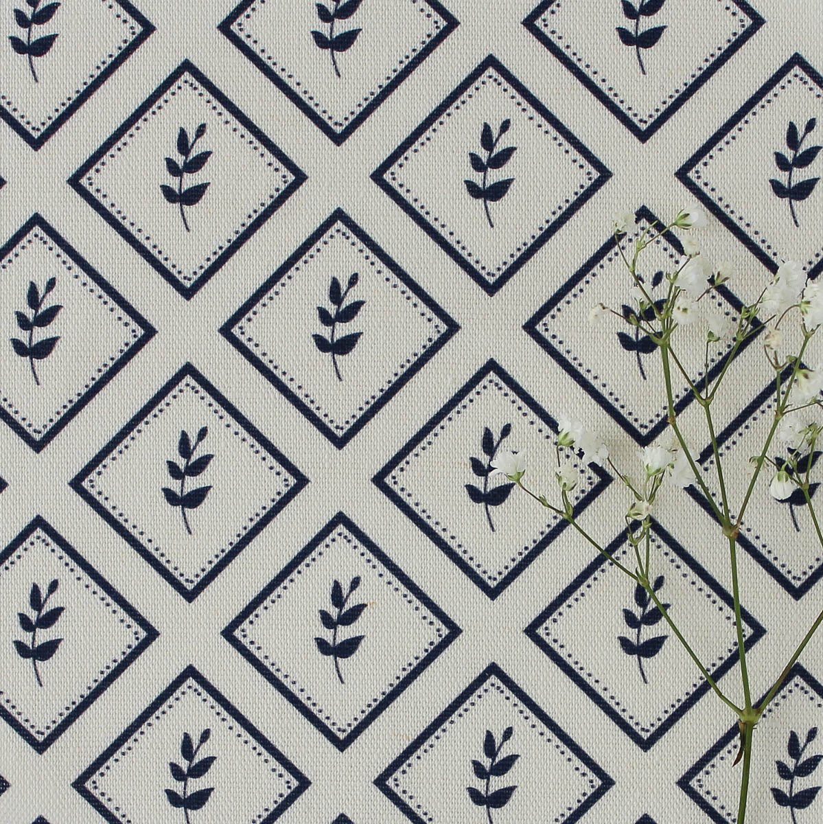 Little Leaf Fabric - Navy - Hydrangea Lane Home