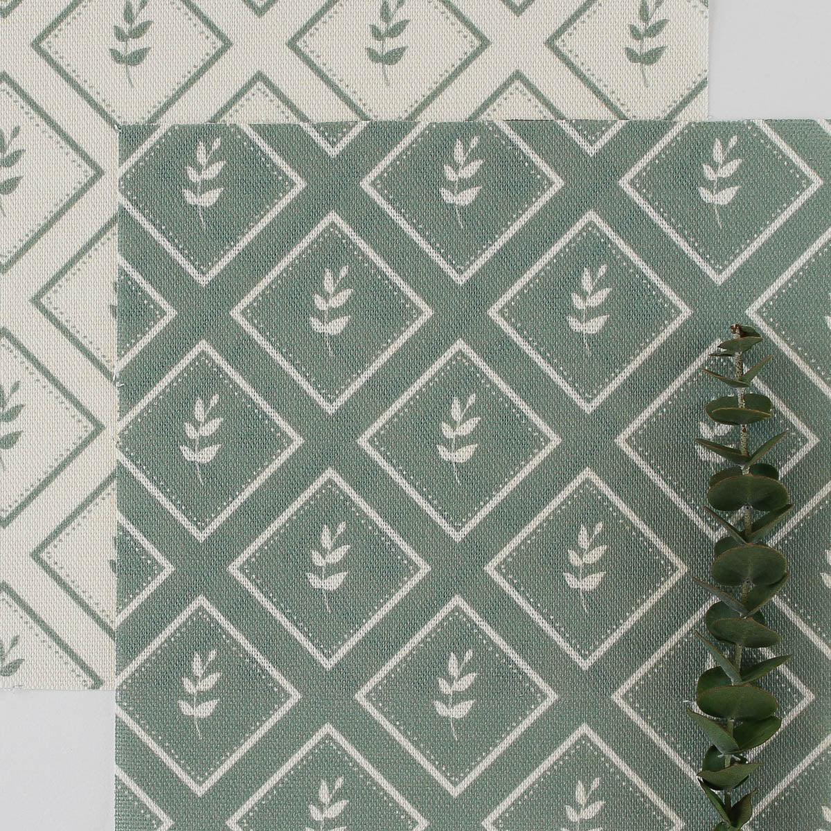 Little Leaf Reverse Fabric - Eucalyptus - Hydrangea Lane Home