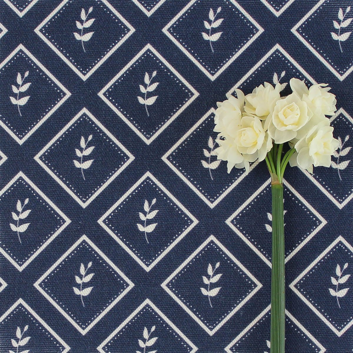 Little Leaf Reverse Fabric - Navy - Hydrangea Lane Home