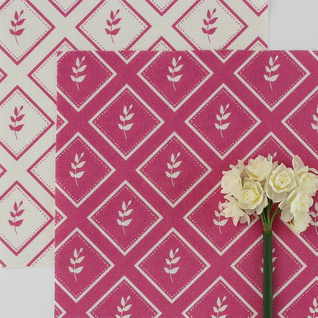 Little Leaf Reverse Fabric - Raspberry - Hydrangea Lane Home