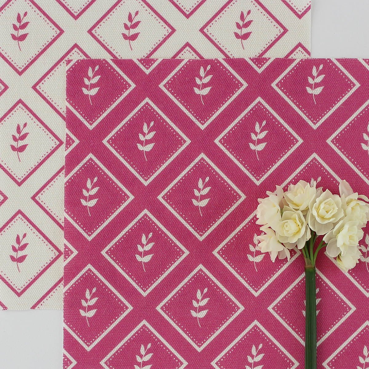 Little Leaf Reverse Fabric - Raspberry - Hydrangea Lane Home