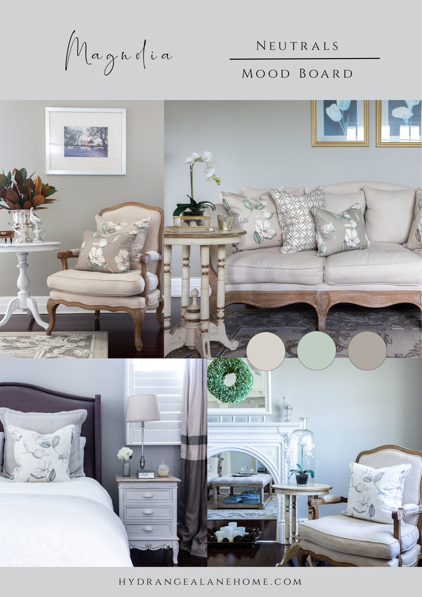 Magnolias Neutral Moodboard - Hydrangea Lane Home