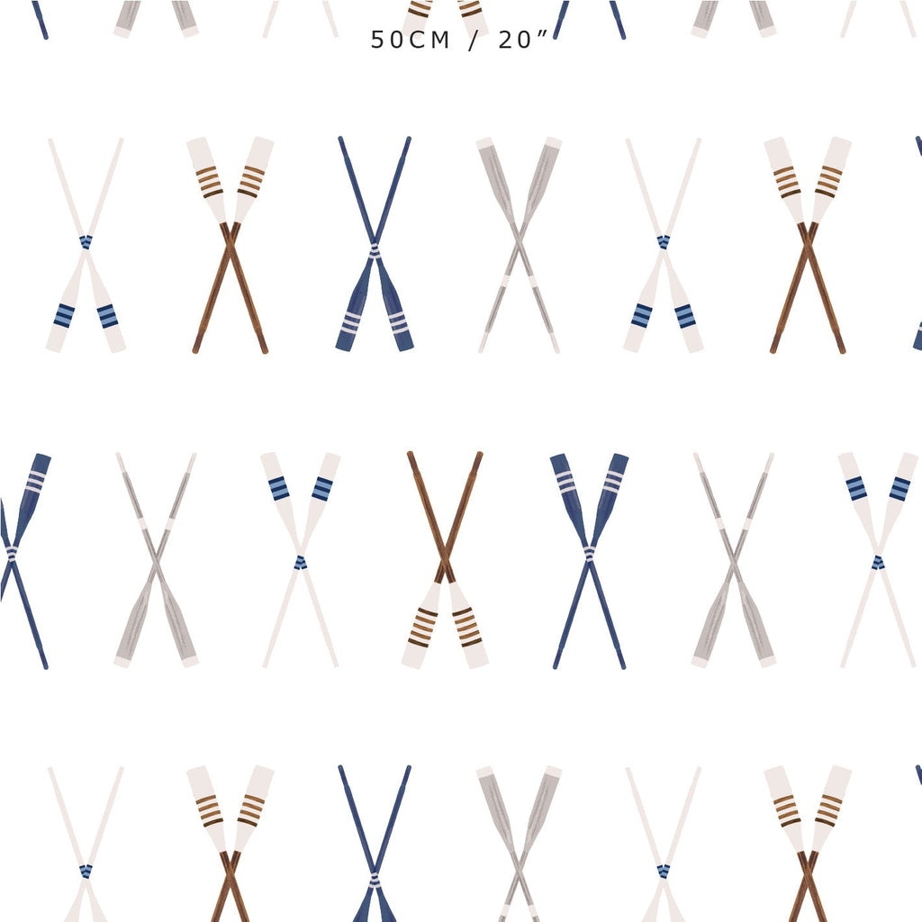 Oars Galore Fabric - White - Hydrangea Lane Home
