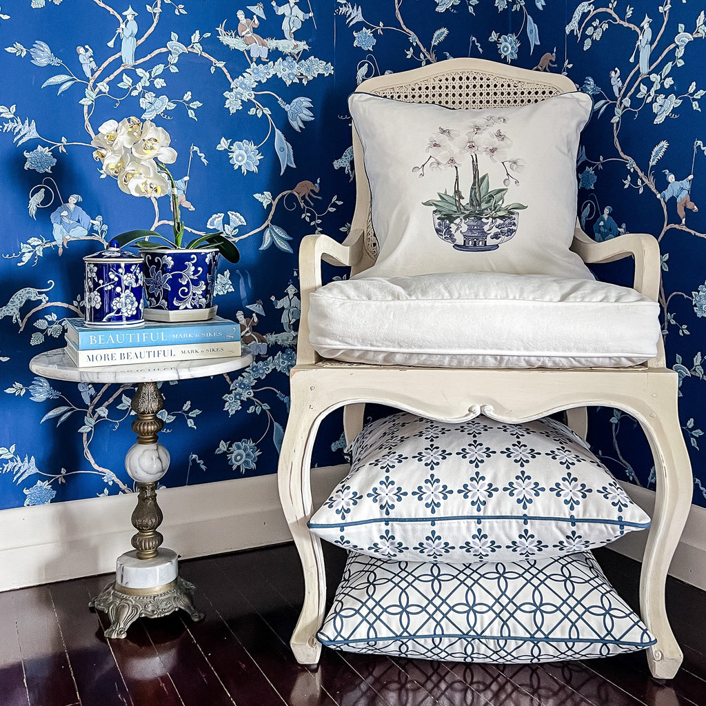 Orchid Chinoiserie Cushion - Hydrangea Lane Home