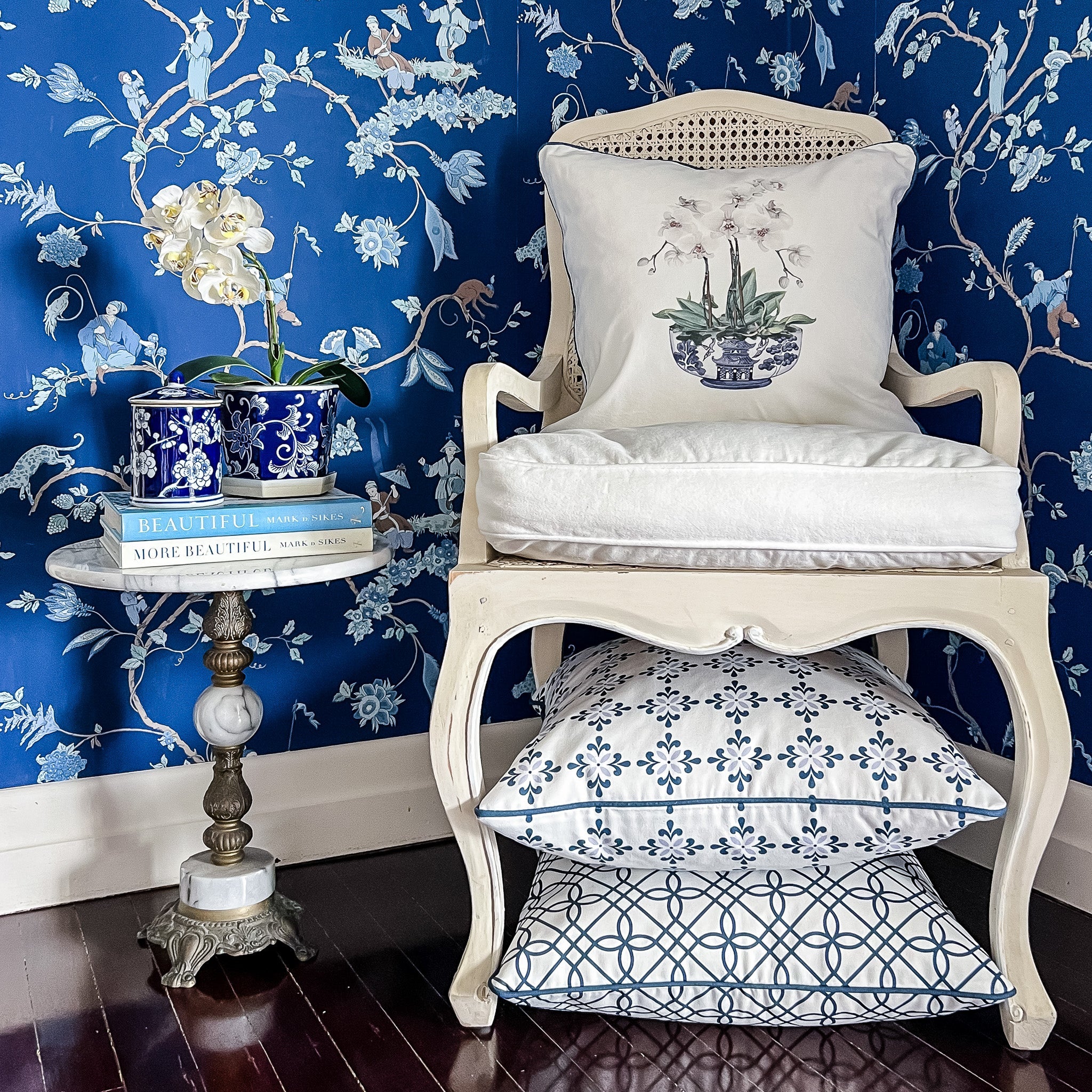 Orchid Chinoiserie Cushion - Hydrangea Lane Home