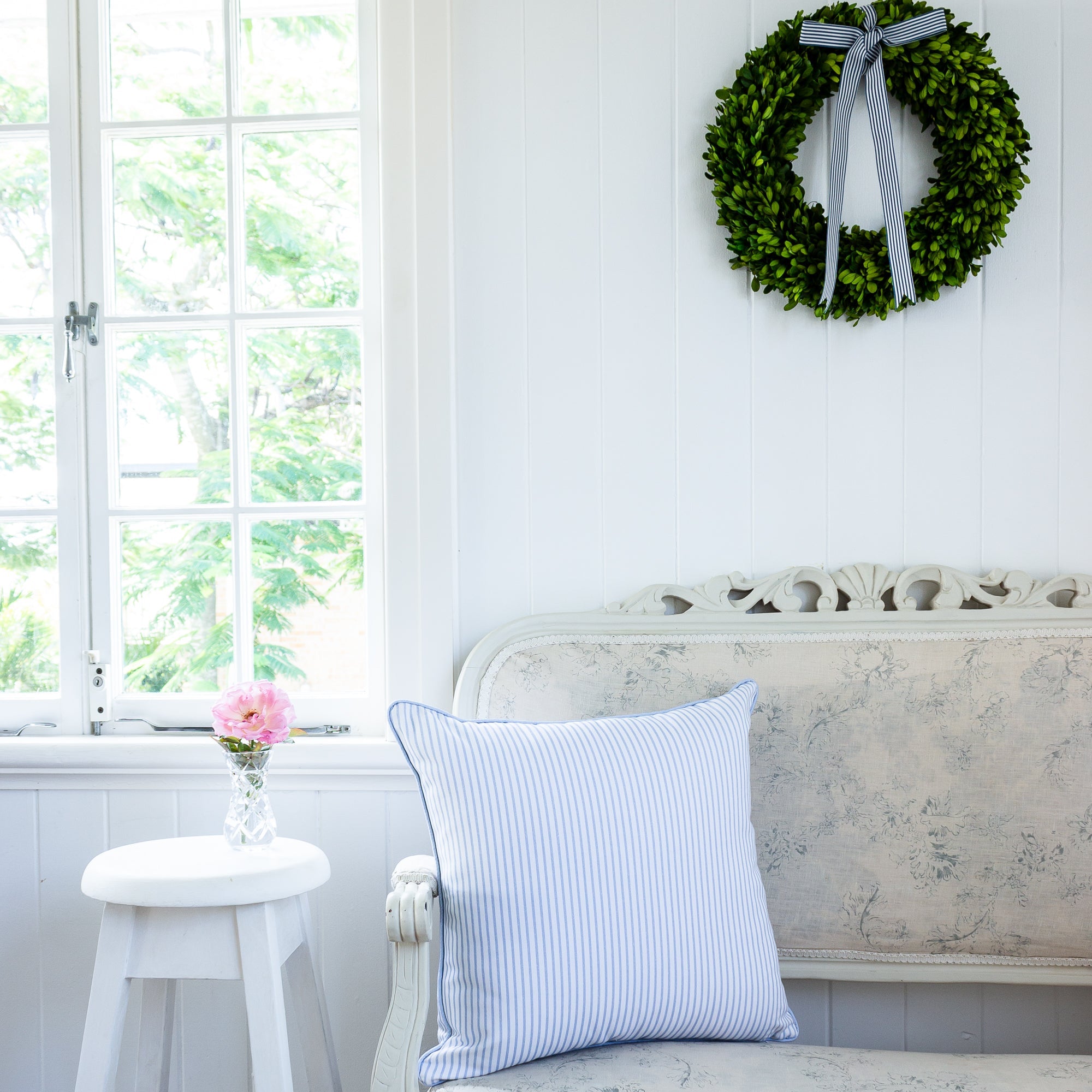 Petite Stripe Cushion - Blues - Hydrangea Lane Home