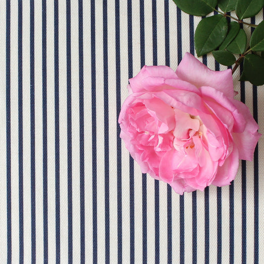 Petite Stripe Fabric - Navy - Hydrangea Lane Home