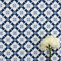 Ponte Trellis Fabric - Navy-Cornflower - Hydrangea Lane Home