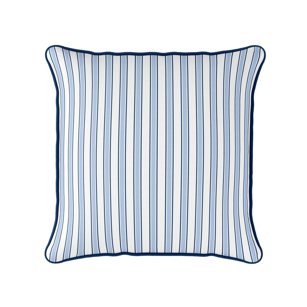 Regatta Multi Stripe Cushion- Blues and Neutrals - Hydrangea Lane Home