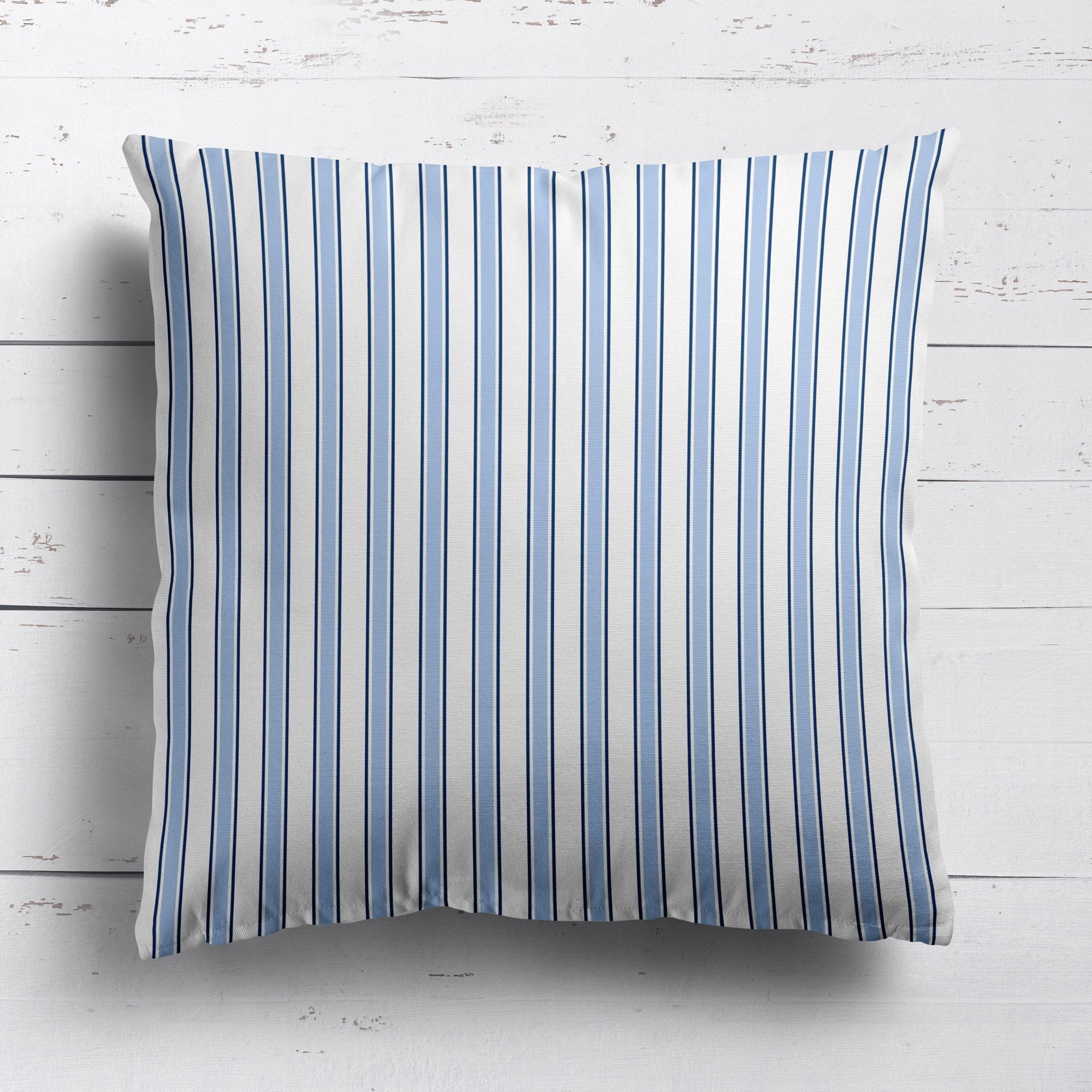 Regatta Multi Stripe Cushion- Blues and Neutrals - Hydrangea Lane Home