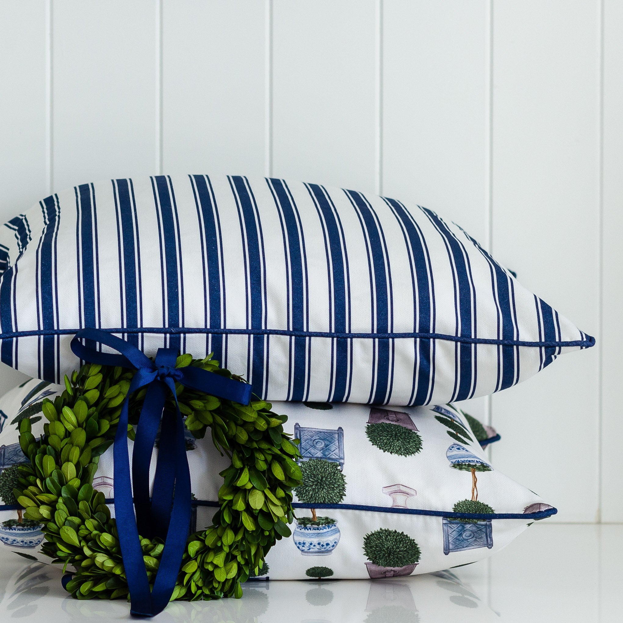 Regatta Stripe Cushion - Blues - Hydrangea Lane Home