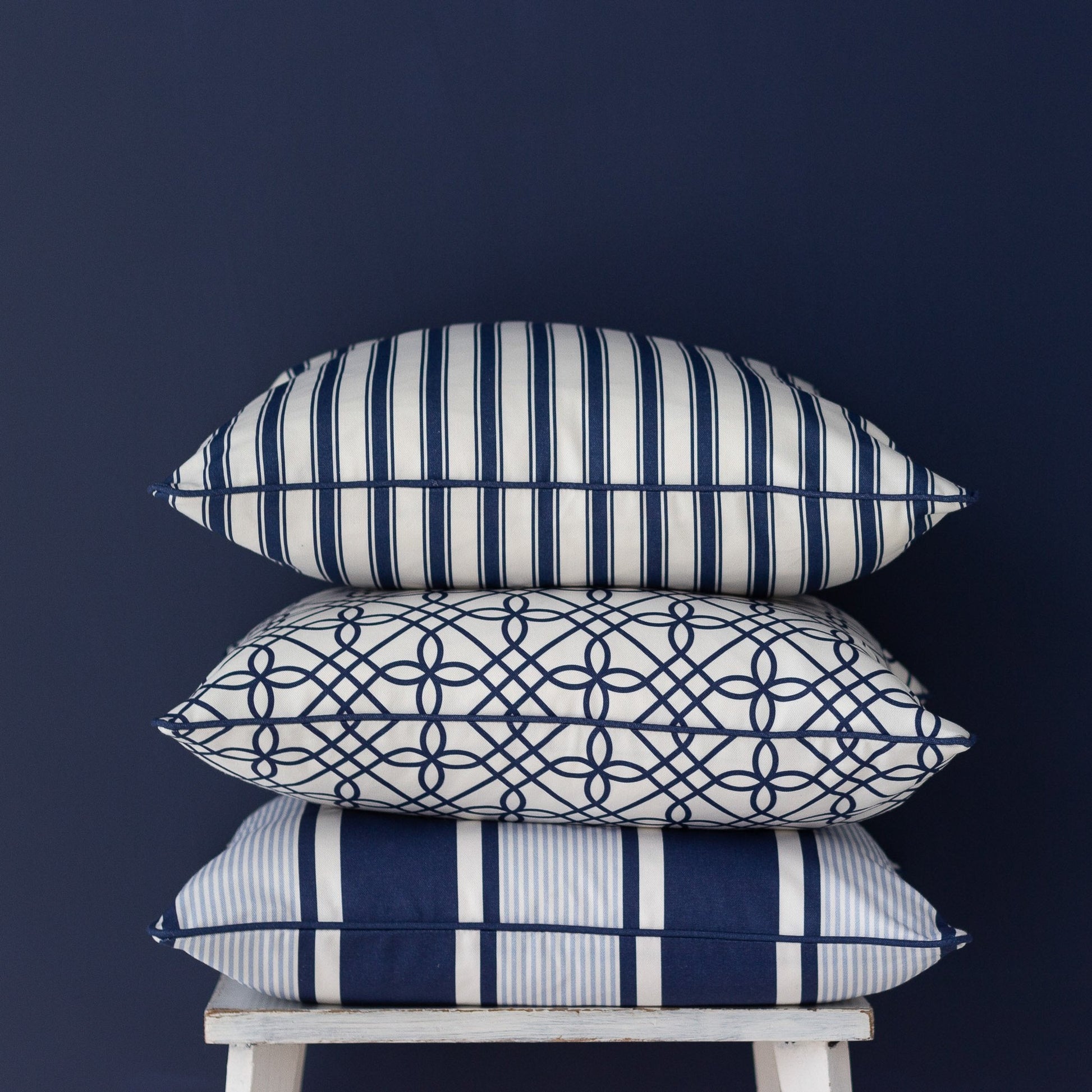 Regatta Stripe Cushion - Blues - Hydrangea Lane Home