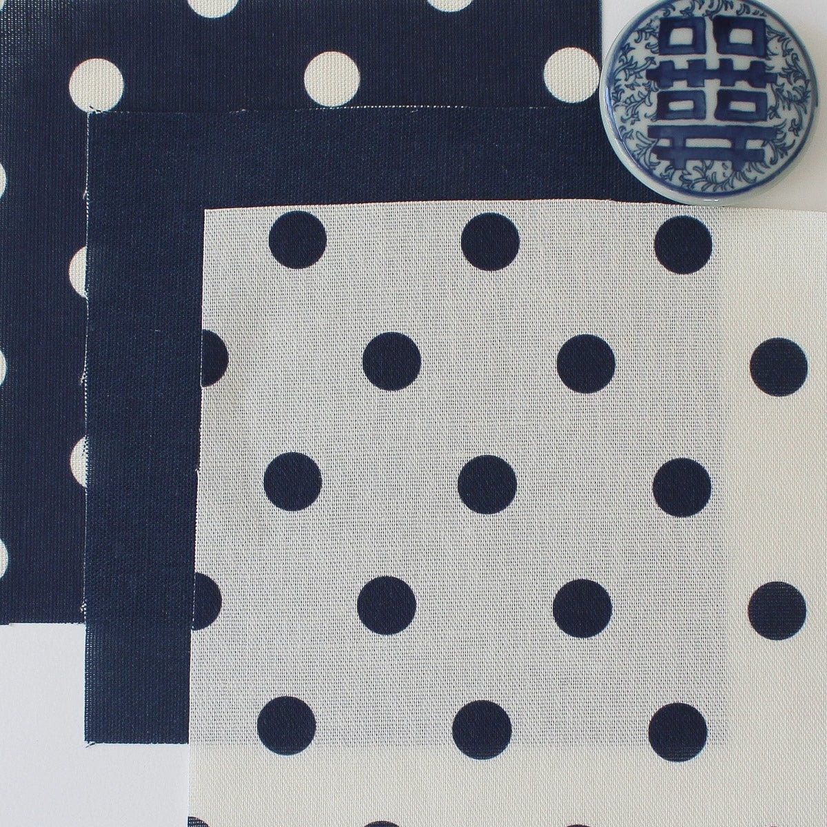 Spotty Day Reverse Fabric - Navy - Hydrangea Lane Home