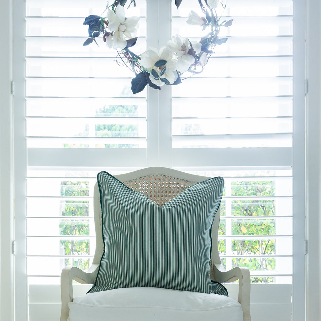 Ticking Stripe Cushion - Greens - Hydrangea Lane Home