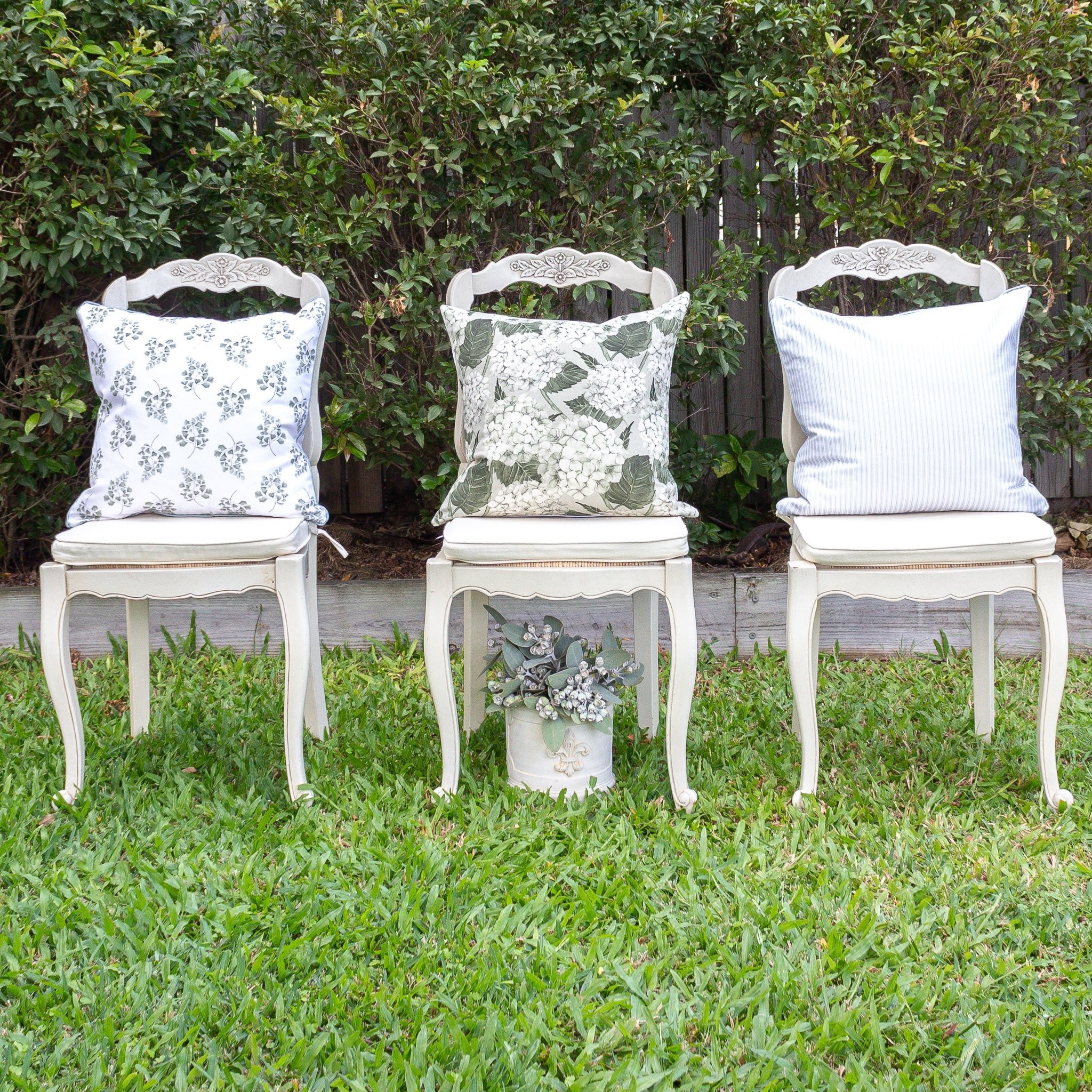Ticking Stripe Cushion - Greens - Hydrangea Lane Home