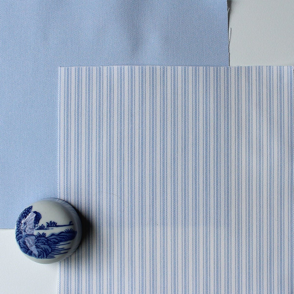 Ticking Stripe Fabric - Cornflower - Hydrangea Lane Home