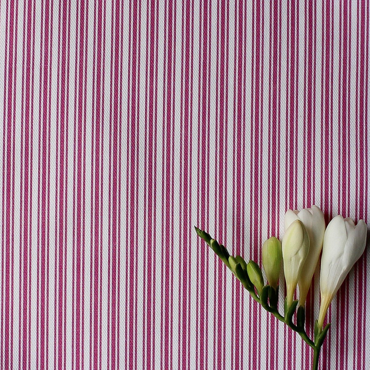 Ticking Stripe Fabric - Raspberry - Hydrangea Lane Home