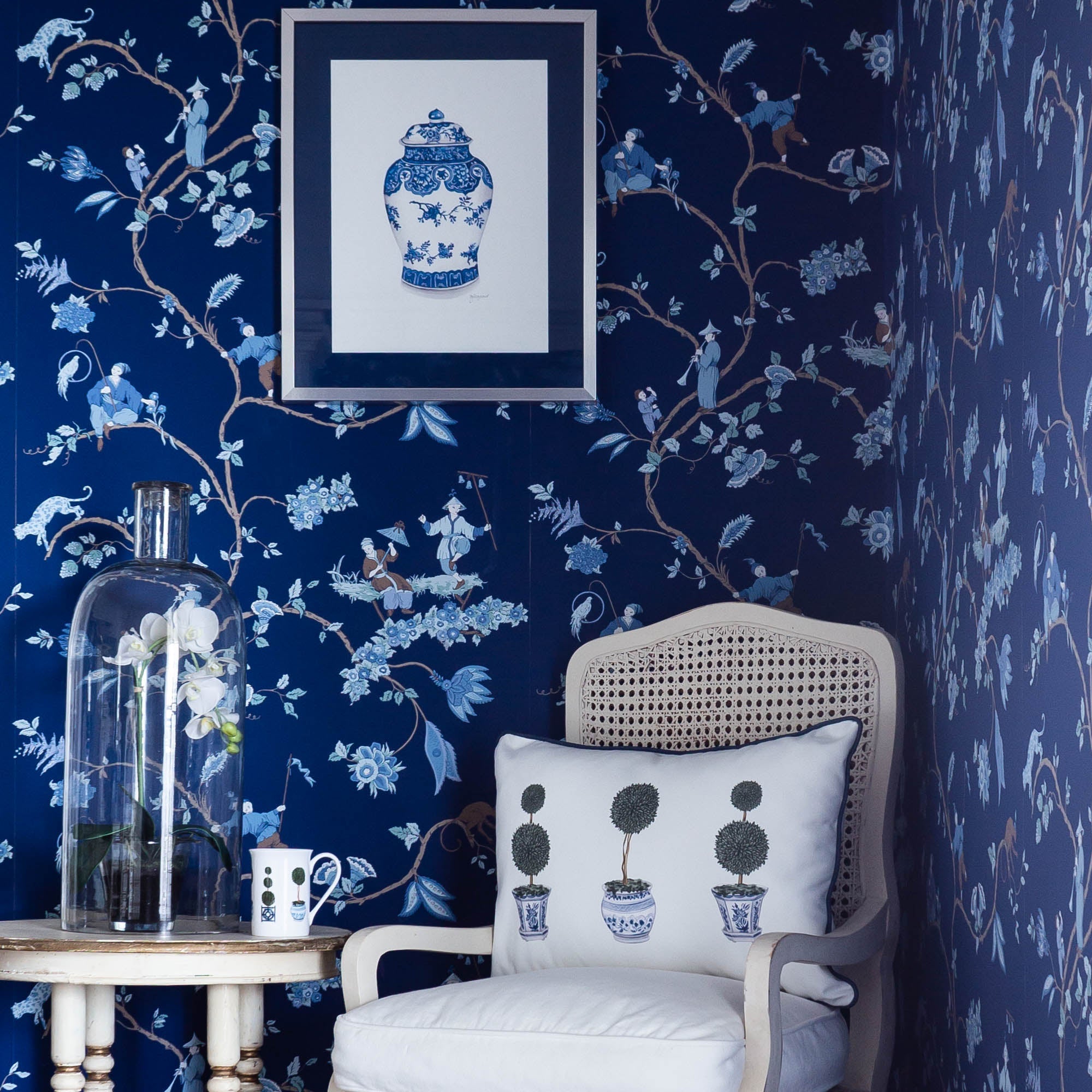 Topiary Chinoiserie Cushion - Hydrangea Lane Home